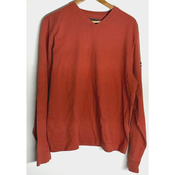 Abercrombie & Fitch Men's Muscle Fit L/Sleeve V-Neck Sweater XL Orange Big Moose - Picture 1 of 7